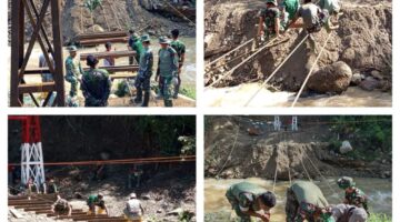 TNI Percepat Pembangunan Jembatan Gantung Burni Bius, Aceh Tengah