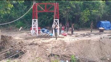 TNI AD Lanjutkan Progres Pembangunan Jembatan Penghubung Desa di Kecamatan Linge, Aceh Tengah