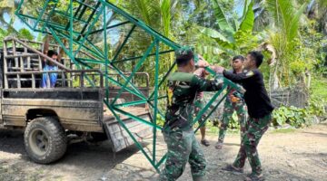 Tower Diturunkan, TMMD Perkuat Akses dan Pembangunan di Desa Jeumpa Sikureung.