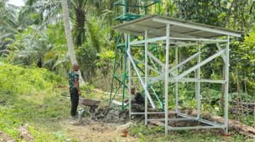 Progres TMMD Berlanjut, Tower Air Sumur Bor ke-4 Mulai Dipasang.