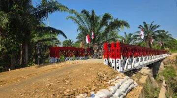 Jelang Idul Fitri, Kodam IM rampungkan pembangunan Jembatan Bailey Desa Buket Bata, Kec Pante Bidari, Aceh Timur