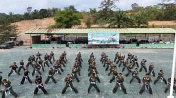 Prajurit Kodim 0117/Aceh Tamiang Ikuti Ujian Kenaikan Tingkat Pencak Silat Militer (PSM) Dari Sabuk Putih Ke Kuning