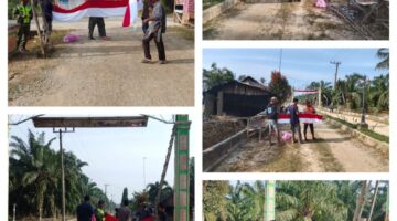 Babinsa Koramil 04/Bendahara Bersama Warga Gotong Royong Pemasangan Umbul – Umbul Dan Bendera