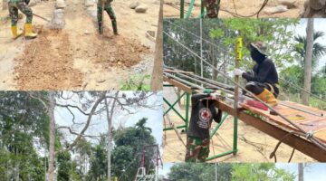 TNI percepat Bangun Jembatan Gantung Garuda penghubung Dua Desa di Aceh Tamiang