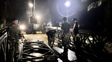 TNI Percepat Pembangunan Jembatan Bailey Desa Blang Gleum Aceh Timur