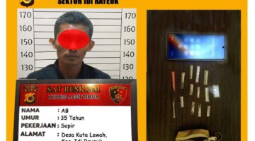 Patroli Kamtibmas Berbuah Penindakan, Personel Polsek Idi Rayeuk Amankan Terduga Pelaku Narkoba, 12 Paket Sabu Disita