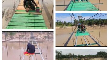 Kodim 0117/Aceh Tamiang dan Brigif 25/Siwah Bangun Jembatan Gantung, Tingkatkan Mobilitas Warga