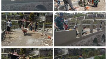 TNI Bersama Warga Laksanakan Finishing Jembatan Aramco di Desa Sedie Jadi