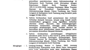 Pemerintah Aceh Tamiang Perpanjang Masa Transisi Darurat ke Pemulihan, Fokus Percepat Penanganan dan Pemulihan Warga