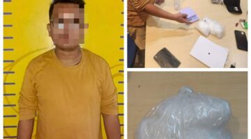 POLRES OKI DAN BRIMOB PERBAIKI JEMBATAN MERAH PUTIH DI DESA JERMUN