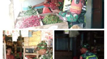 Babinsa Serma Syafrizal turun Pantau Harga Sembako Di Pasar Alur Cucur