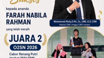 FARAH NABILA RAHMAN SMA UNGGUL CND LANGSA RAIH JUARA 2 RENANG PUTRI O2SN KOTA LANGSA 2026