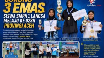 BORONG 3 EMAS, SISWA SMPN 1 LANGSA DOMINASI O2SN 2026 KOTA LANGSA