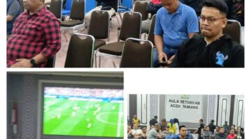 Pererat Sinergitas, Dandim 0117/Aceh Tamiang Nobar Semifinal Piala Dunia Bersama Forkopimda