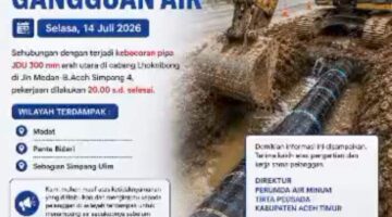 Perumda Tirta Peusada Pastikan Perbaikan Pipa JDU 0300 MM Cabang Lhoknibung Selesai Malam Ini Layanan Wilayah Utara Kembali Normal Malam Ini.