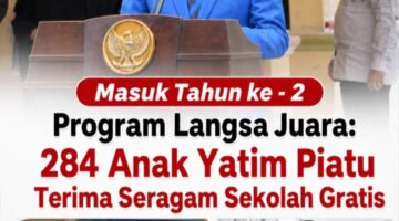 Wali Kota Langsa Serahkan Seragam Gratis Untuk 284 Anak Yatim Piatu Di Langsa Lama