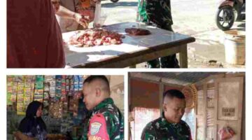 Babinsa Koramil 08/Rantau Cek Harga Sembako Di Pasar