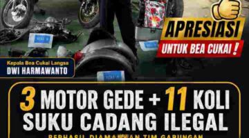 Tim Gabungan Bea Cukai Langsa-Medan Gagalkan Penyelundupan 3 Moge Ilegal, Kerugian Negara Rp1,8 Miliar