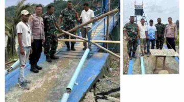 Penutup sementara jembatan gantung desa lubuk sidup penghubung desa Ara sembilan kecamatan sekerak Kabupaten Aceh Tamiang