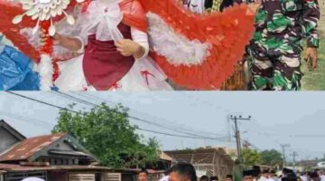 Kawal Karnaval HUT RI ke-81, Babinsa Koramil 04/Bendahara Jaga Keamanan Pelaksana Karnaval