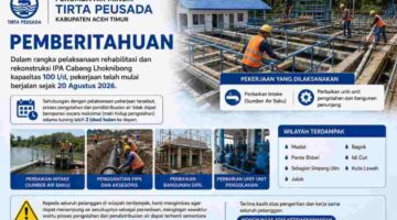 7 Kecamatan Terdampak Suplai Air, Direktur Tirta Peusada Aceh Timur Berikan Himbauan Kepada Masyarakat.