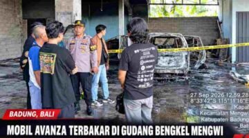 Mobil Avanza Terbakar di Gudang Bengkel Mengwi, Diduga Korsleting Listrik