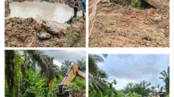 Pembangunan Jembatan Beton Desa Sulum kecamatan sekerak Mulai Dikerjakan, Kodim 0117/Aceh Tamiang Turunkan Alat Berat