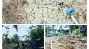 Anggota Kodim 0117/Aceh Tamiang Bersama Warga Bangun Jembatan Beton Desa Sulum