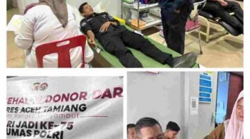 Sihumas POLRES Aceh Tamiang Gelar Bakti Kesehatan Donor Darah Sambut Hari Jadi Ke-75 Humas POLRI