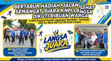 Bertabur Hadiah, Jalan Sehat Semangat Juara KNPI Langsa di CFD Diikuti Ribuan Warga