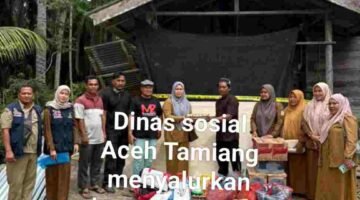 Dinas sosial Aceh Tamiang menyalurkan bantuan kepada korban Rumah tertimpa pohon desa bukit rata kec.kejuruan muda