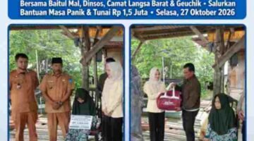 Tangis Haru Nenek Rosmaniar di Hadapan Ketua DPRK Langsa – Rumah Roboh Diterjang Rob, Bantuan Rp 1,5 Juta & Masa Panik Langsung Disalurkan!