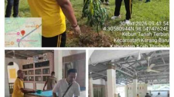Kegiatan Gotong Royong/Green Policing Personel Polsek Karang Baru Di Mesjid Nur Hasanah Kebun Tanah Terban Rangka Program QUICK WINS KAPOLRI